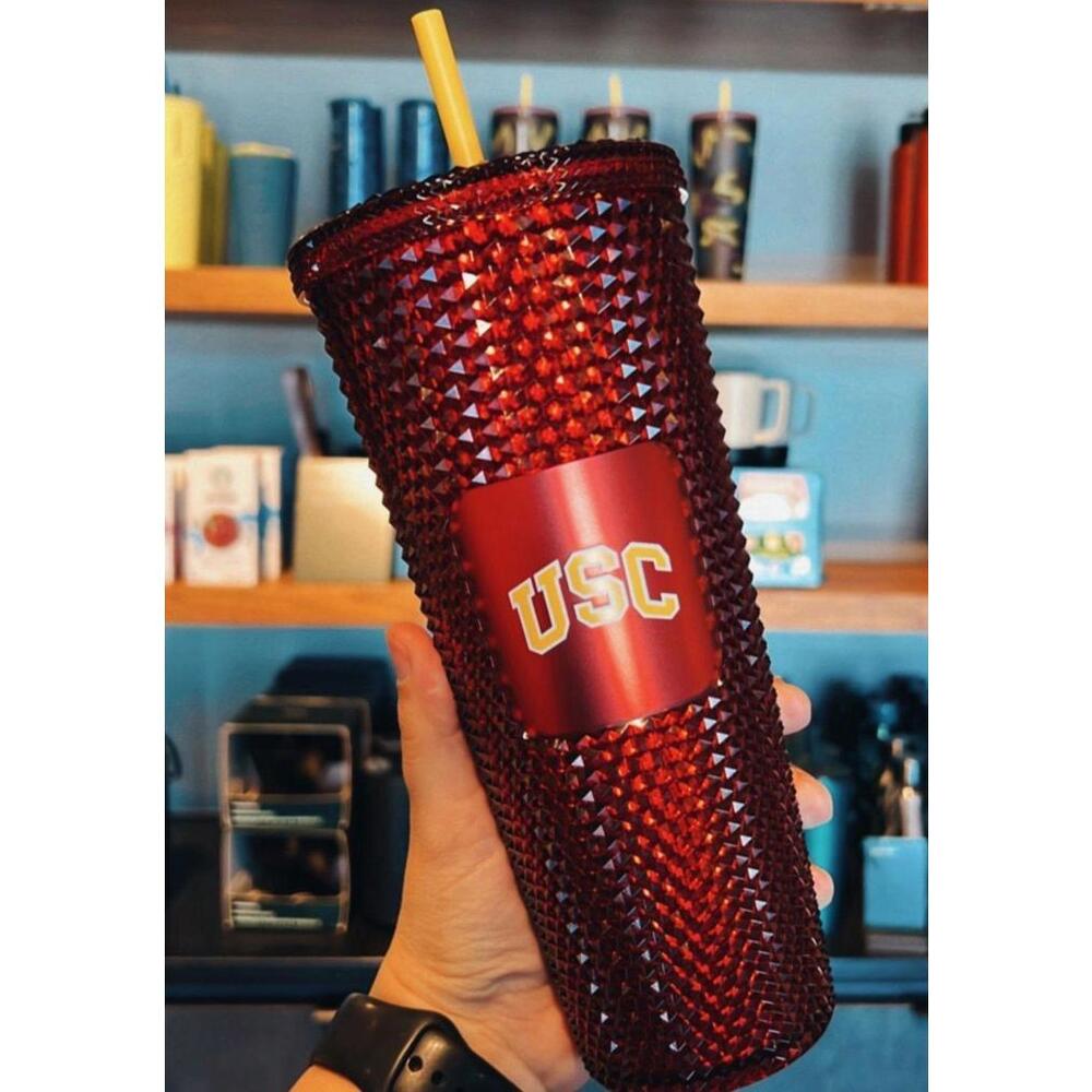 USC Red Diamond Tumblers with Straw